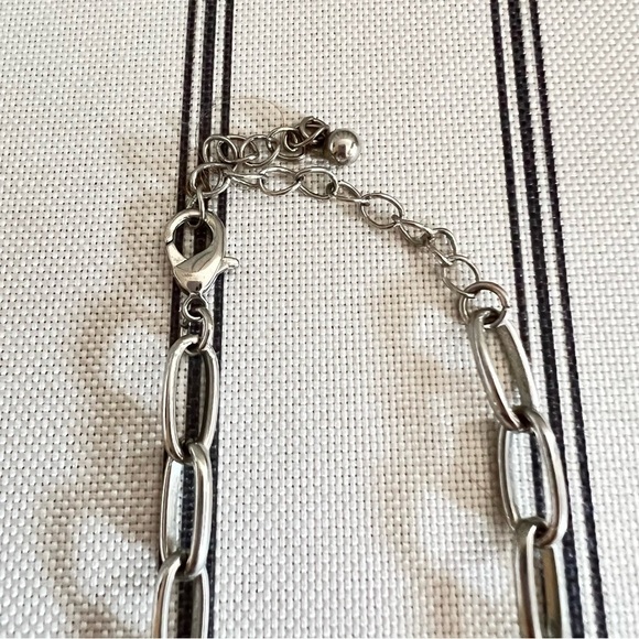 Silver Rhinestone Chunky Chain Necklace - Picture 5 of 5